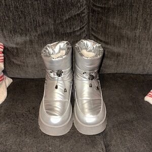 Fashion Nova Silver Ankle Boots